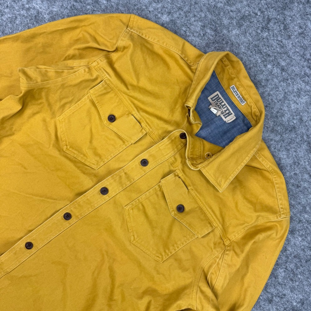 *STAINS Duluth‎ Trading Mens Chamois Yellow Flannel Relaxed Fit Button Up Medium